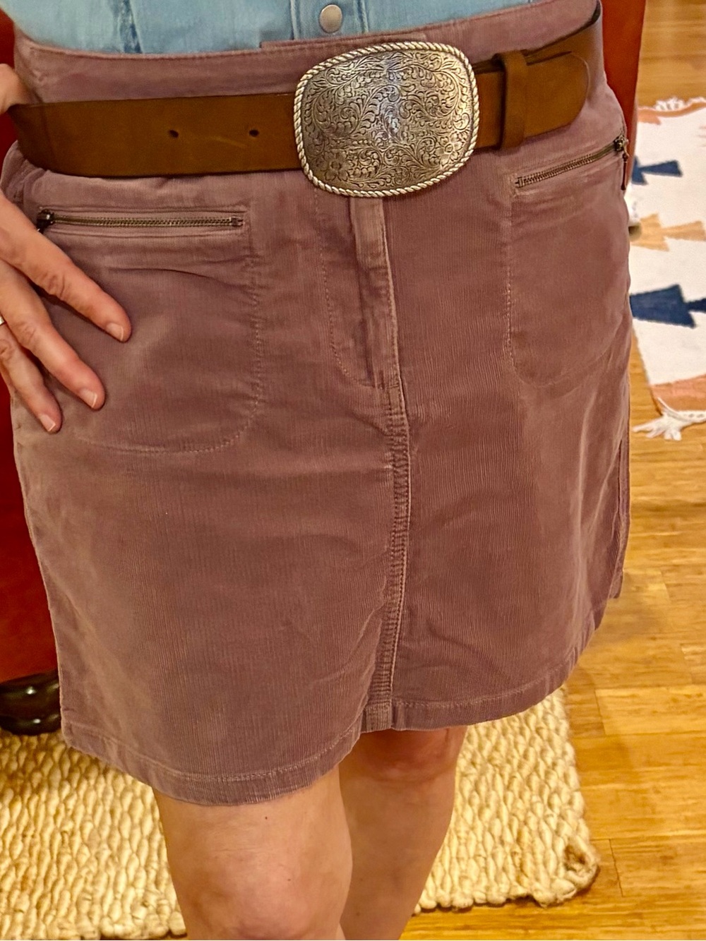 Corduroy Mini Skirt in Dusty Mauve